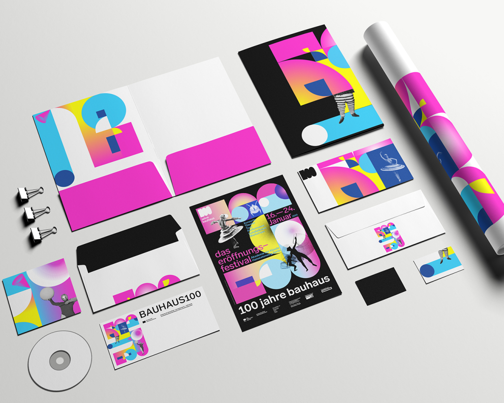 Verschiedene Medien unter anderem Postkarten und Briefumschläge des Designs