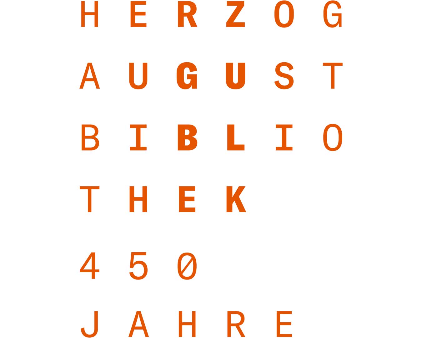 Wortmarke zum 450 Jahre Jubiläum der Herzog August Bibliothek in Rot auf Weiß