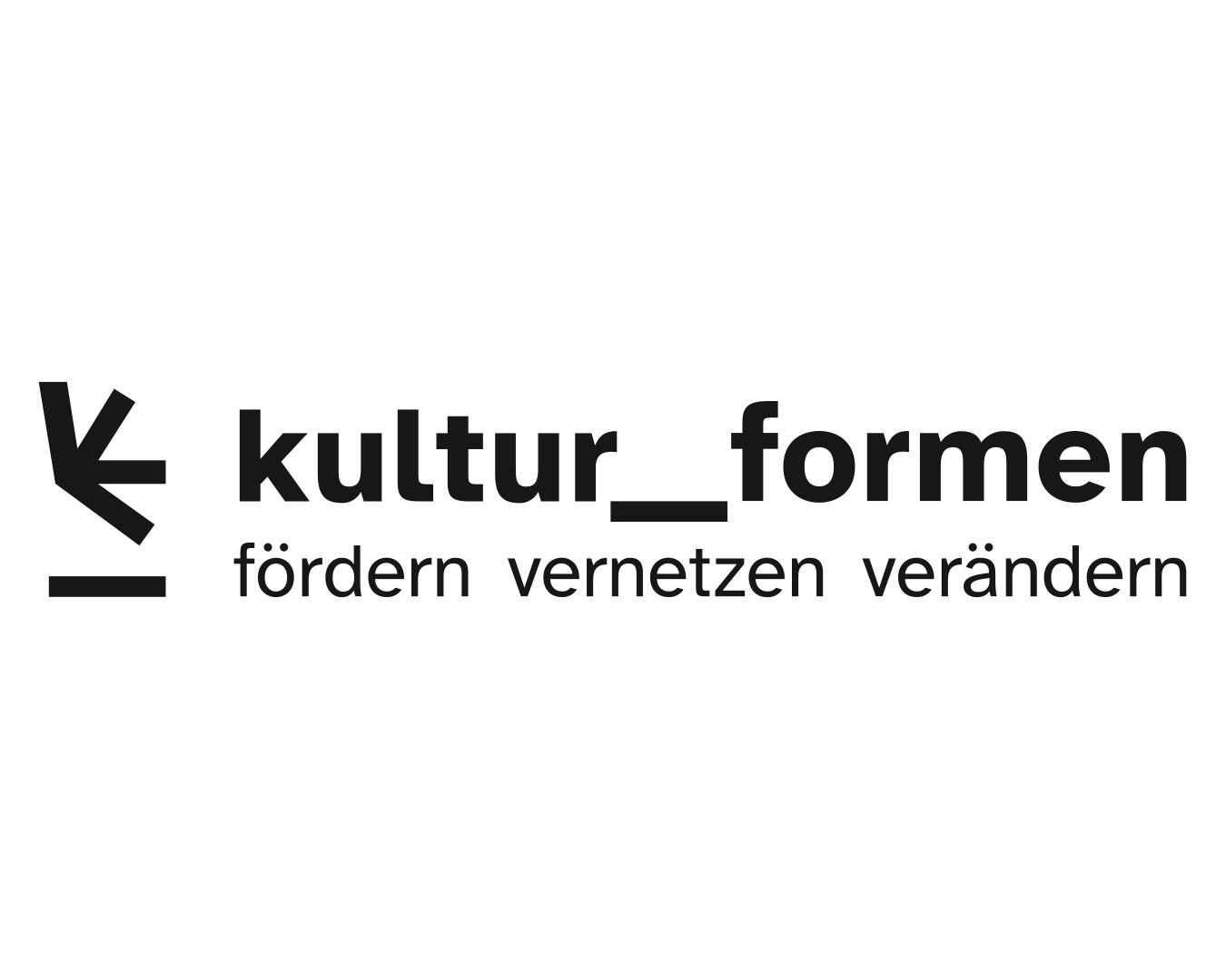 Logo kultur_formen fördern vernetzen verändern in Schwarz auf Weiß
