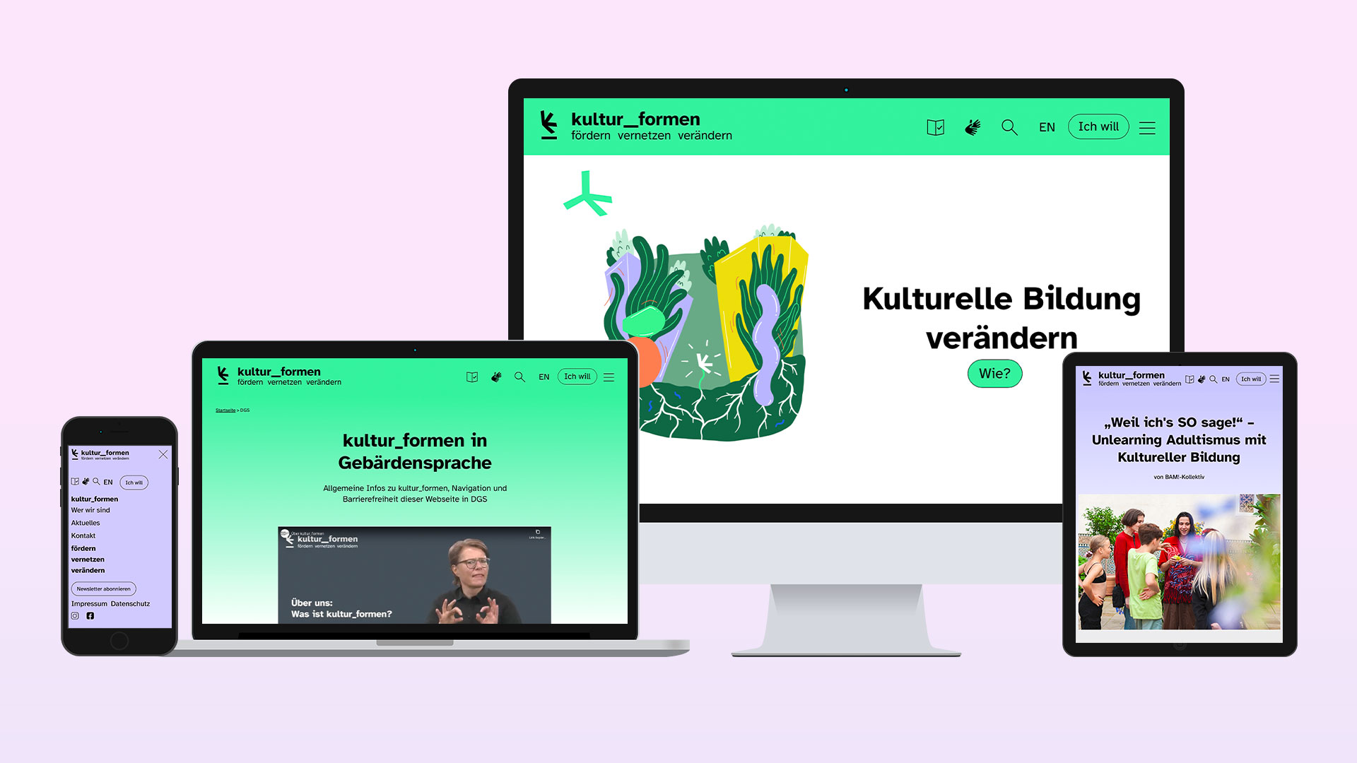 Screengrößen der kultur_formen Website