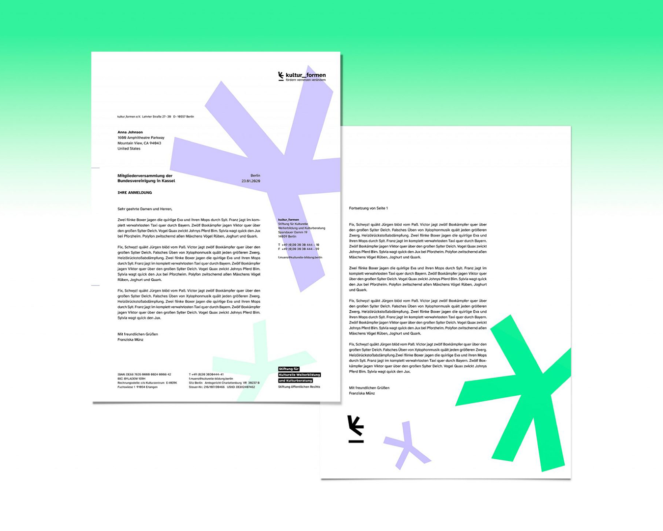 Anwendung des Designs als Briefpapier