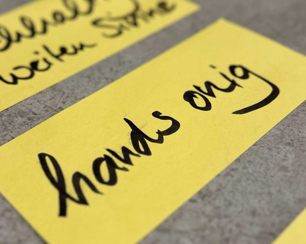 Workshop Moderationskarten: „hands onig“