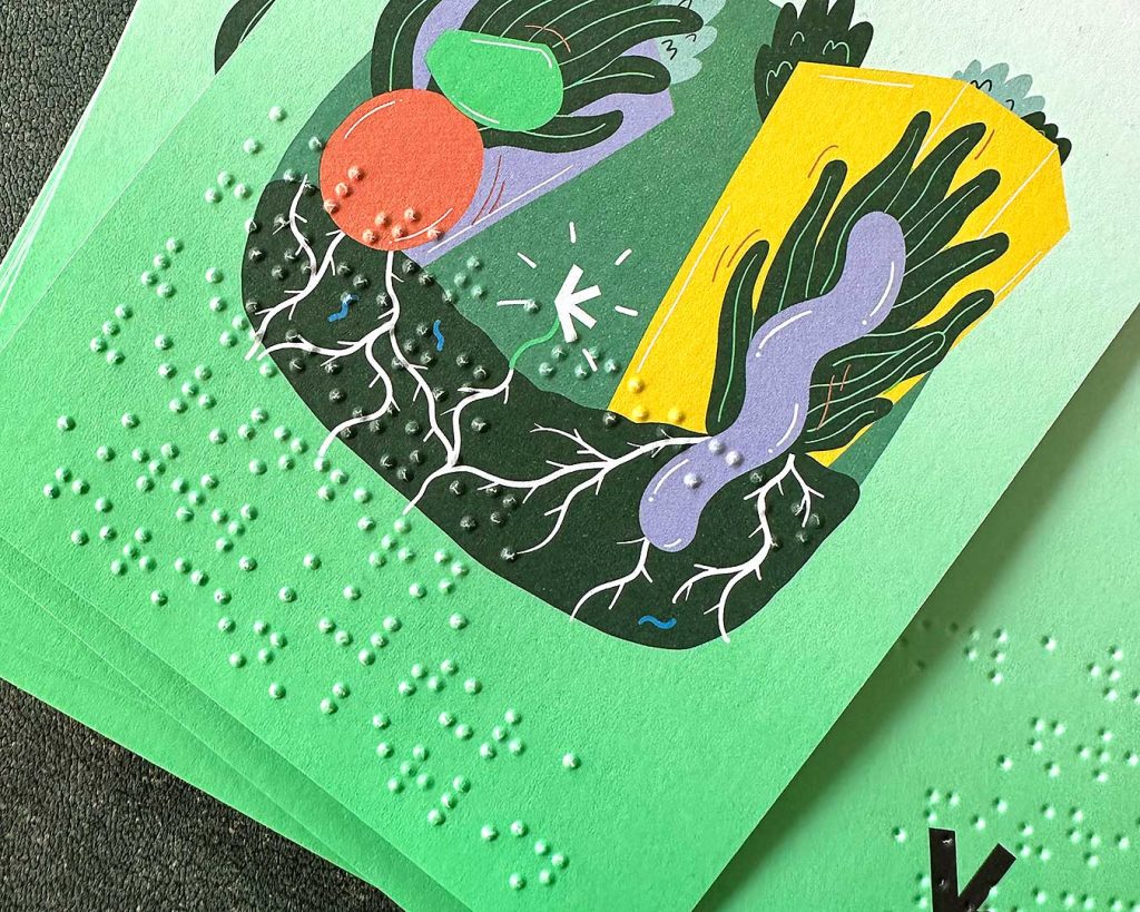 Postkarte mit Braille-Druck